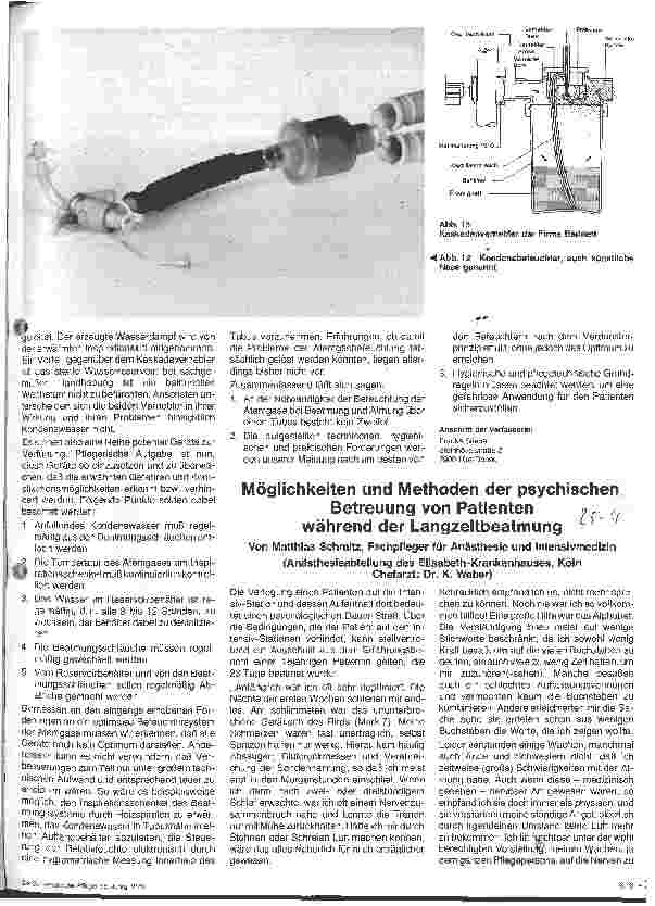Vorschauseite 1: Möglichkeiten und Methoden der psychischen Betreuung von Patienten während der Langzeitbeatmung