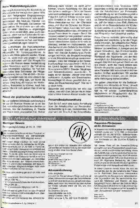 Vorschauseite 2: Wo stehen wir? Bemerkungen zur gegenwärtigen Situation der Kinderkrankenpflege