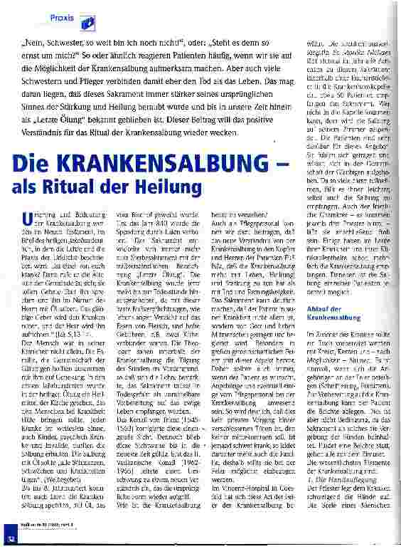 Vorschauseite 1: Die Krankensalbung - als Ritual der Heilung