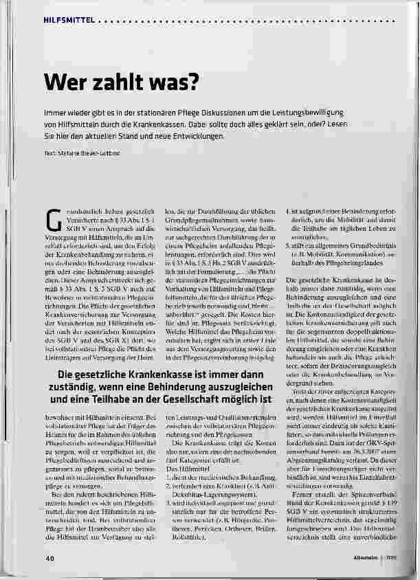 Vorschauseite 1: Wer zahlt was?