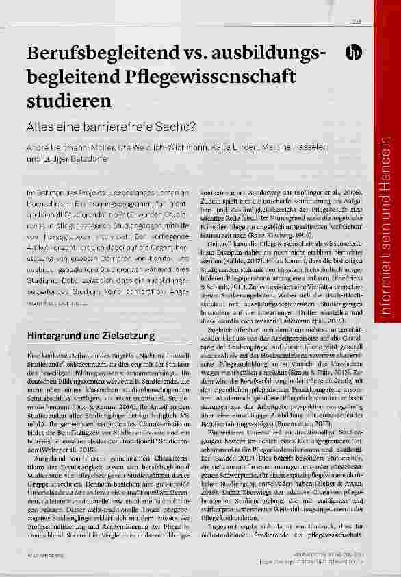 Vorschauseite 1: Berufsbegleitend VS. ausbildungsbegleitend Pflegewissenschaft studieren