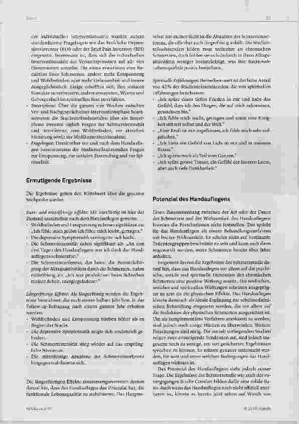 Vorschauseite 3: Handauflegen zur Schmerzbewältigung?