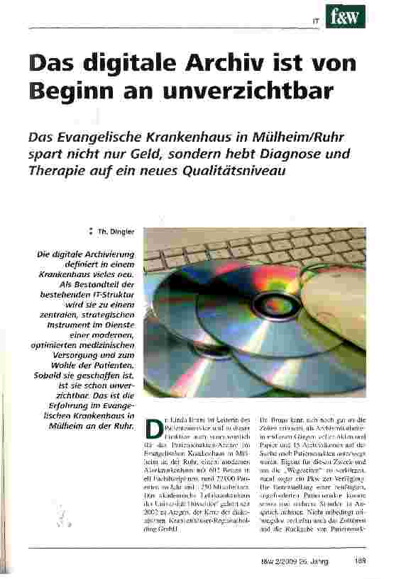 Vorschauseite 1: Das digitale Archiv ist von Beginn an unverzichtbar