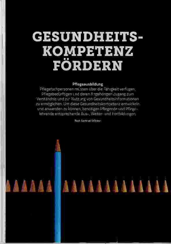 Vorschauseite 1: GESUNDHEITS KOMPETENZ FÖRDERN