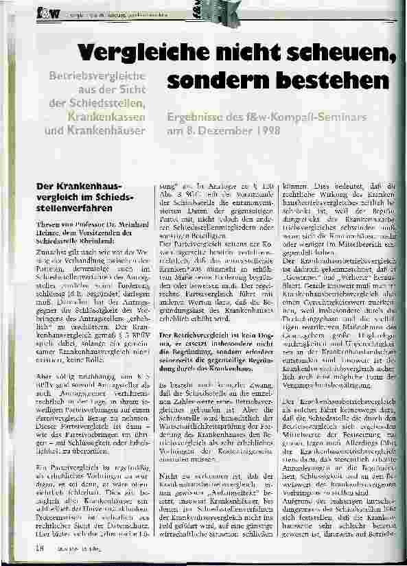 Vorschauseite 1: Vergleiche nicht scheuen, sondern bestehen Ergebnisse des f&w-Kompaß-Seminars am 8.Dezember 1998