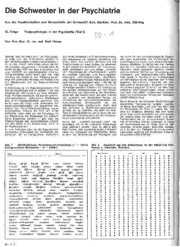 Vorschauseite 1: Die Schwester in der Psychiatrie 15. Folge: Testpsychologie in der Psychiatrie