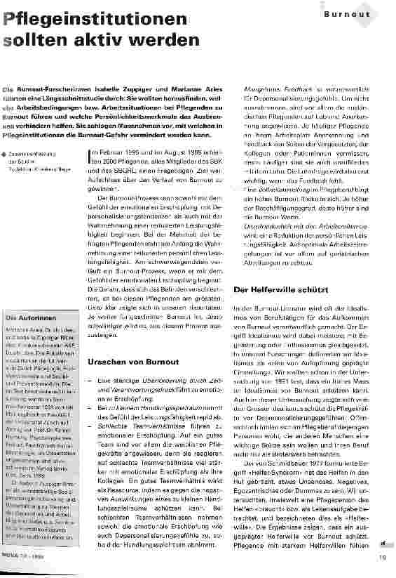 Vorschauseite 1: Pflegeinstitutionen sollten aktiv werden
