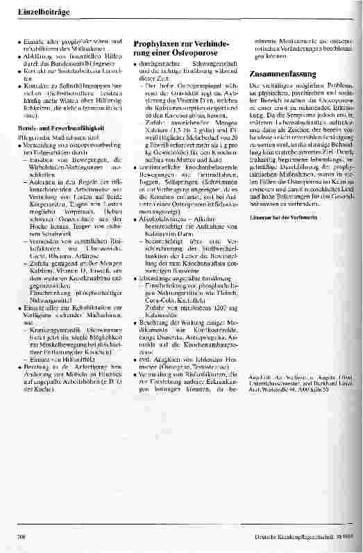 Vorschauseite 6: Osteoporose - eine Alterserkrankung Präventive Maßnahmen und pflegerische Aspekte