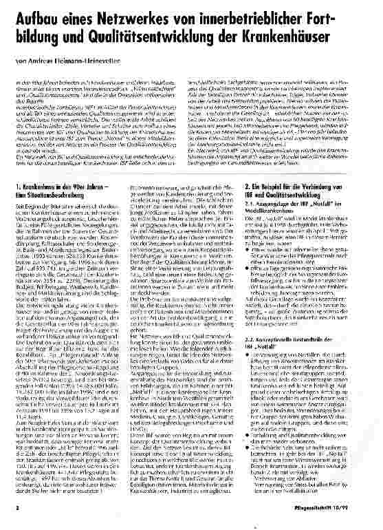 Vorschauseite 1: Aufbau eines Netzwerkes von innerbetrieblicher Fortbildung und Qualitätsentwicklung der Krankenhäuser