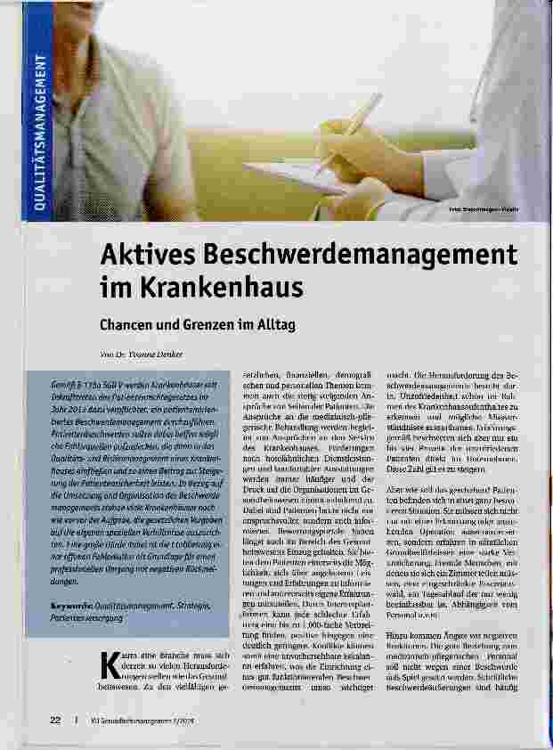Vorschauseite 1: Aktives Beschwerdemanagement im Krankenhaus
