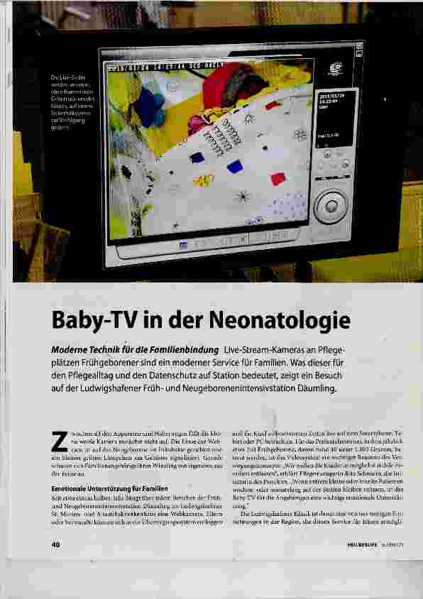 Vorschauseite 1: Baby-TV in der Neonatologie