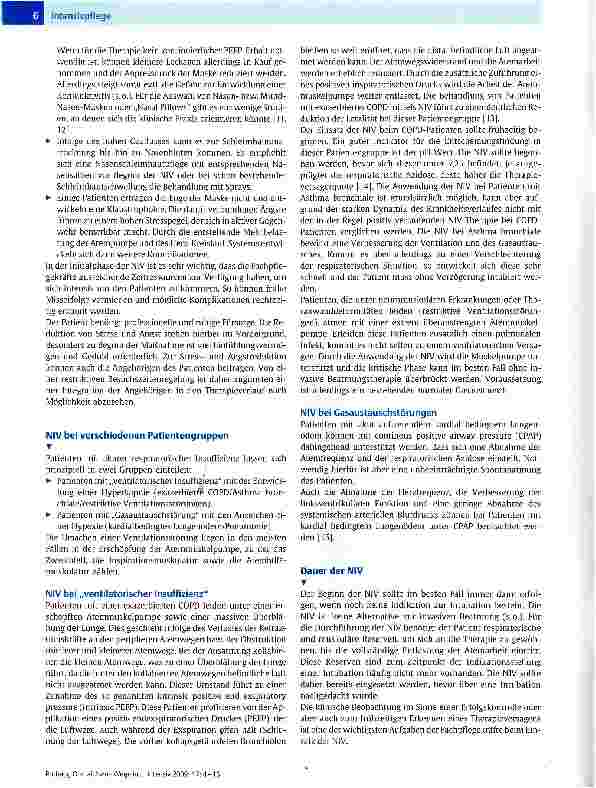 Vorschauseite 3: IntensivpflegeNeue Wege in der BeatmungstherapieEinsatz der nicht-invasiven Ventilation (NIV) im intensiv therapeutischen Arbeitsbereich