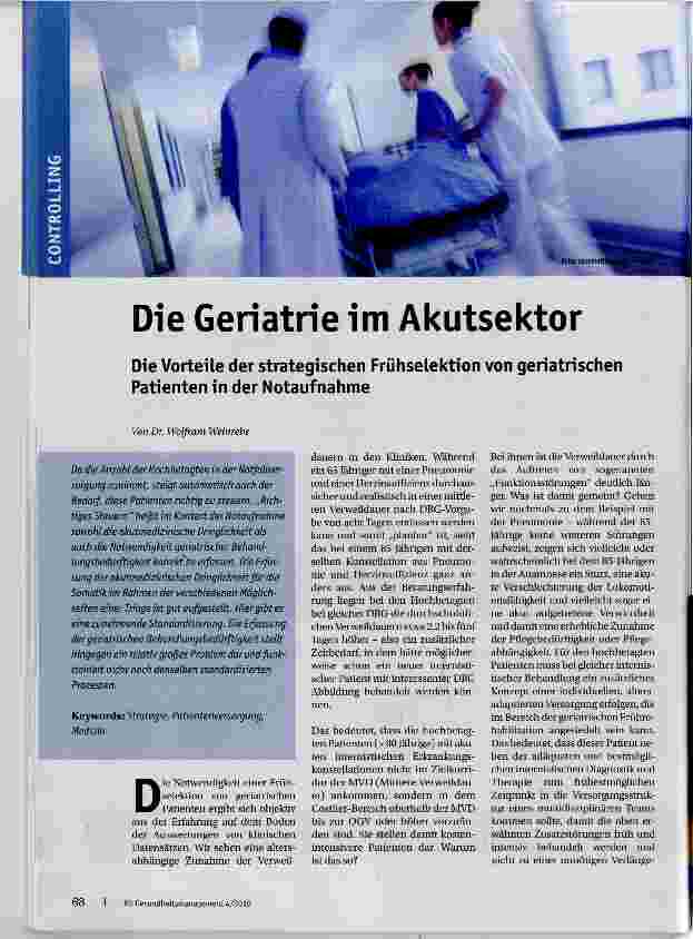 Vorschauseite 1: Die Geriatrie im Akutsektor