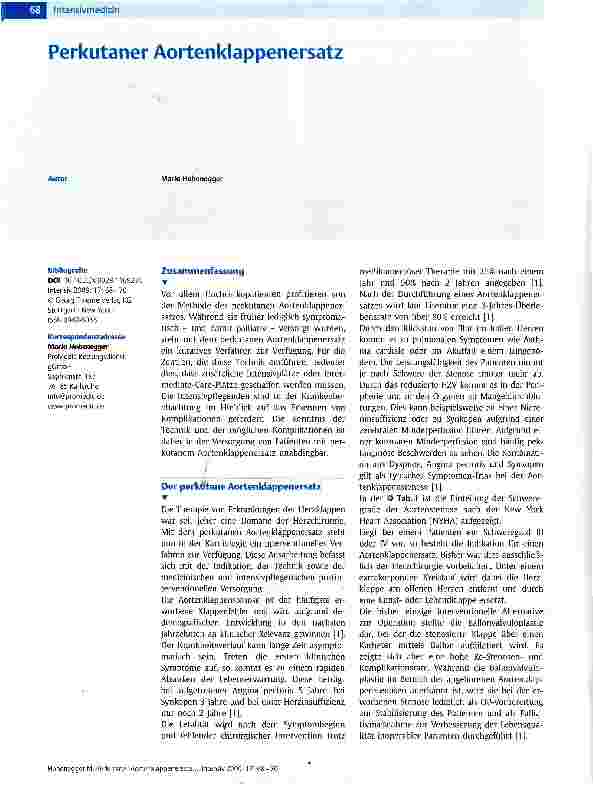 Vorschauseite 1: Perkutaner Aortenklappenersatz