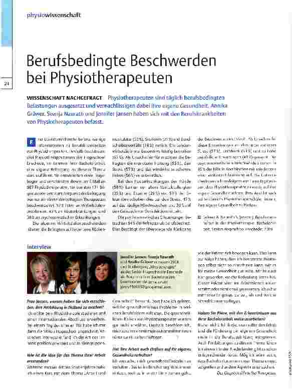Vorschauseite 1: Berufsbedingte Beschwerden bei Physiotherapeuten