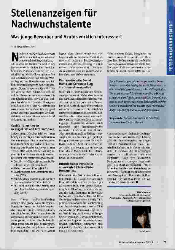 Vorschauseite 1: Stellenanzeigen für Nachwuchstalente