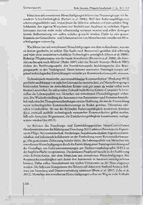 Vorschauseite 3: Forschung an Neurotechnologien für erworbene Hirnschädigungen: Empirische Beiege für die soziaien und ethischen impiikationen in der Pfiegesituation