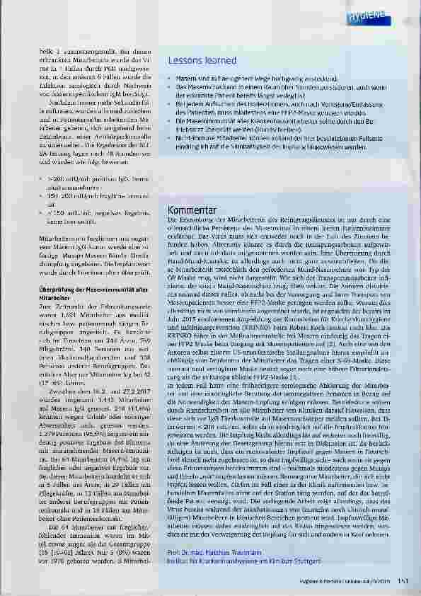 Vorschauseite 2: Hygienemaßnahmen bei Masern: Ausbruch in Hessen beiegt hohes Ansteckungsrisiko auch ohne direkten Patientenkontakt