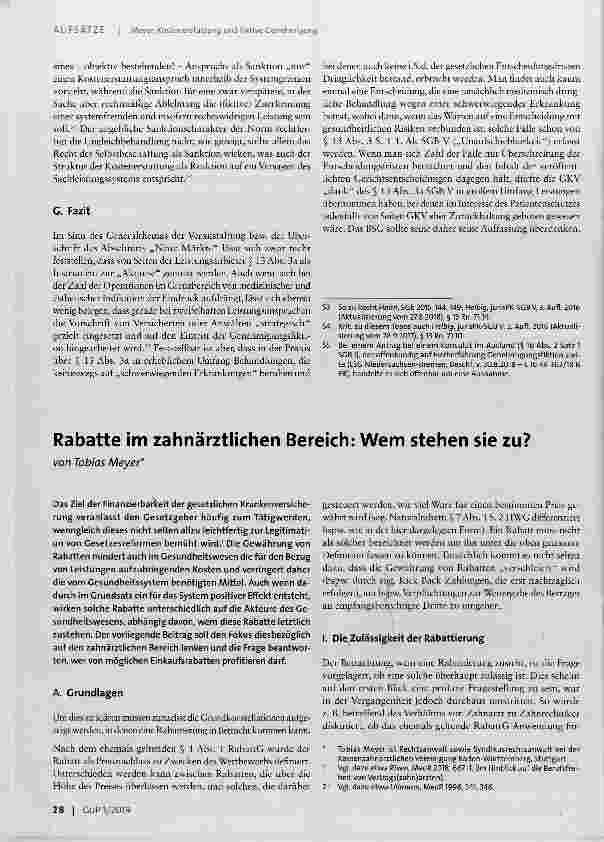 Vorschauseite 1: Rabatte im zahnärztlichen Bereich: Wem stehen sie zu?