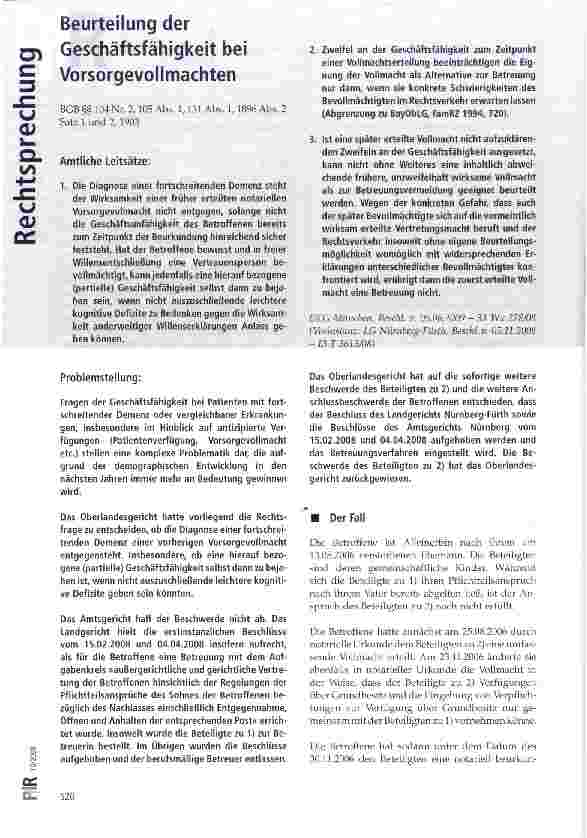 Vorschauseite 1: Beurteilung der Geschäftsfähigkeit bei Vorsorgevollmachten