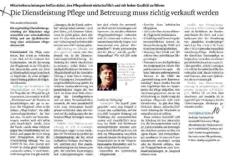 Vorschauseite 1: Die Dienstleistung Pflege und Betreuung muss richtig verkauft werden
