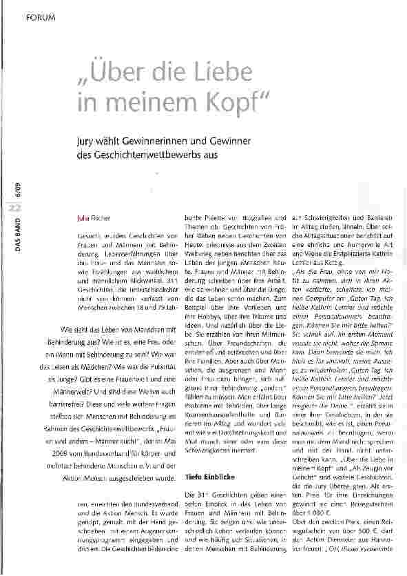 Vorschauseite 1: „Über die Liebe in meinem Kopf