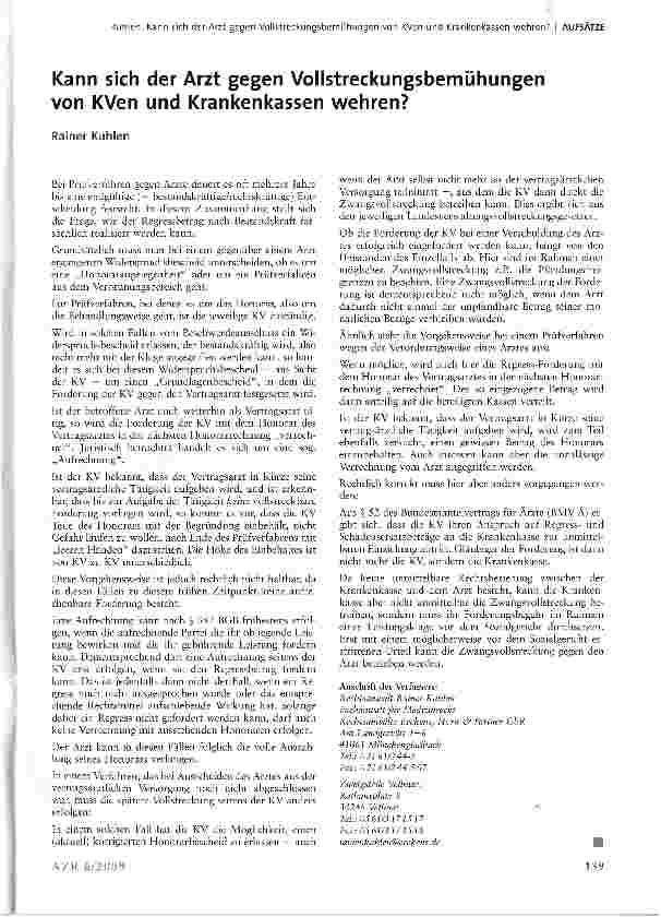 Vorschauseite 1: Kann sich der Arzt gegen Vollstreckungsbemühungen von KVen und Krankenkassen wehren?