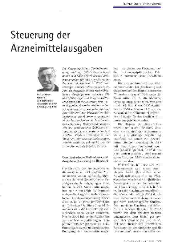 Vorschauseite 1: Steuerung der Arzneimittelausgaben