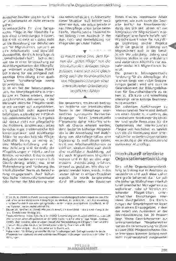 Vorschauseite 5: Aspekte einer interkulturellen Organisationsentwicklung Überlegungen zur Verbesserung der kulturspezifischen Versorgung in der Altenhilfe