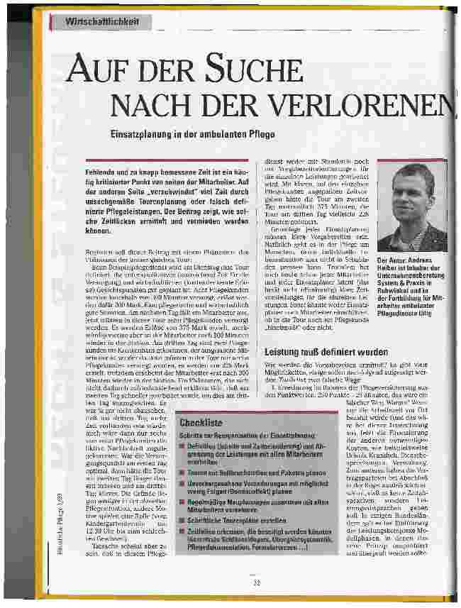 Vorschauseite 1: Auf der Suche nach der verlorenen Zeit Einsatzplanung in der ambulanten Pflege