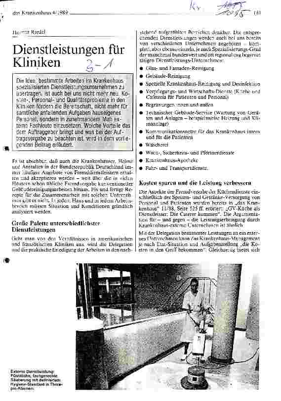 Vorschauseite 1: Dienstleistungen für Kliniken