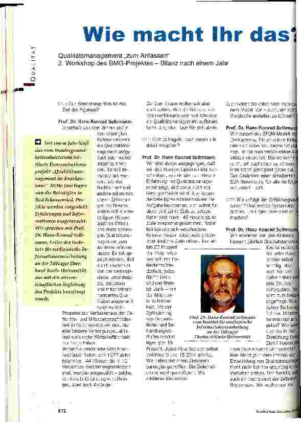 Vorschauseite 1: Wie macht Ihr das? Qualitätsmanagement zum Anfassen