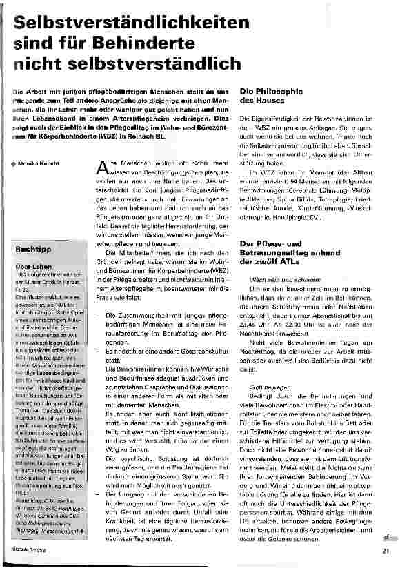 Vorschauseite 1: Selbstverständlichkeiten sind für Behinderte nicht selbstverständlich