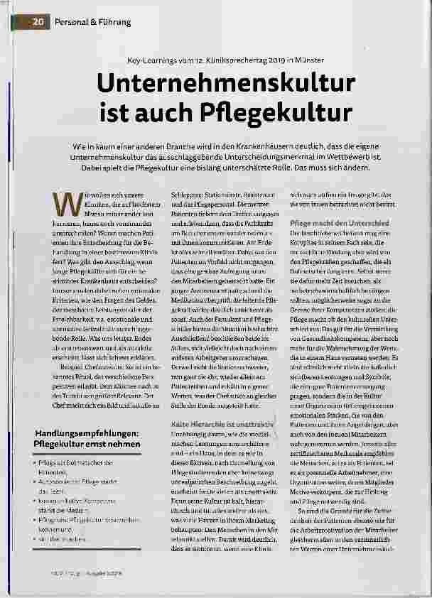 Vorschauseite 1: Unternehmenskultur ist auch Pflegekultur