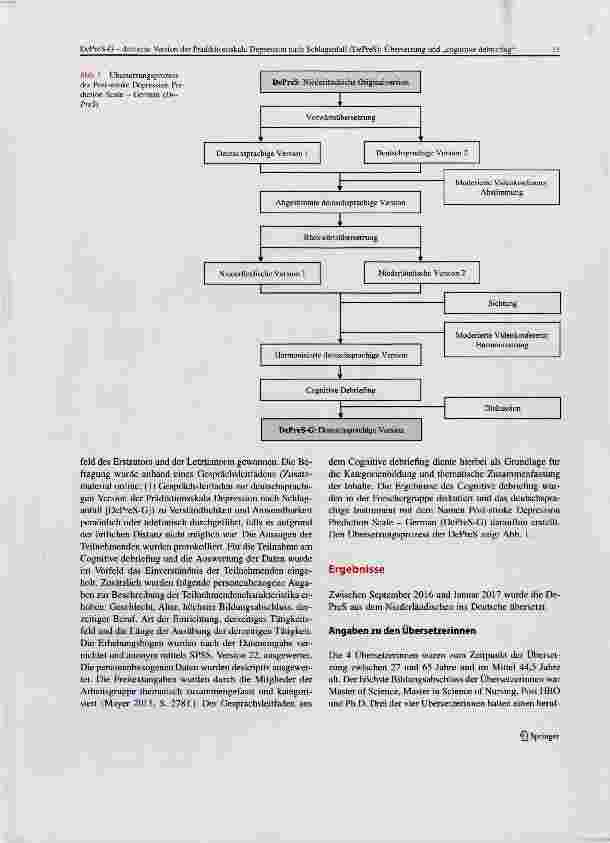 Vorschauseite 4: DePreS-G - deutsche Version der Prädiktionsskala Depression nach Schlaganfall (DePreS): Übersetzung und „cognitive debriefing
