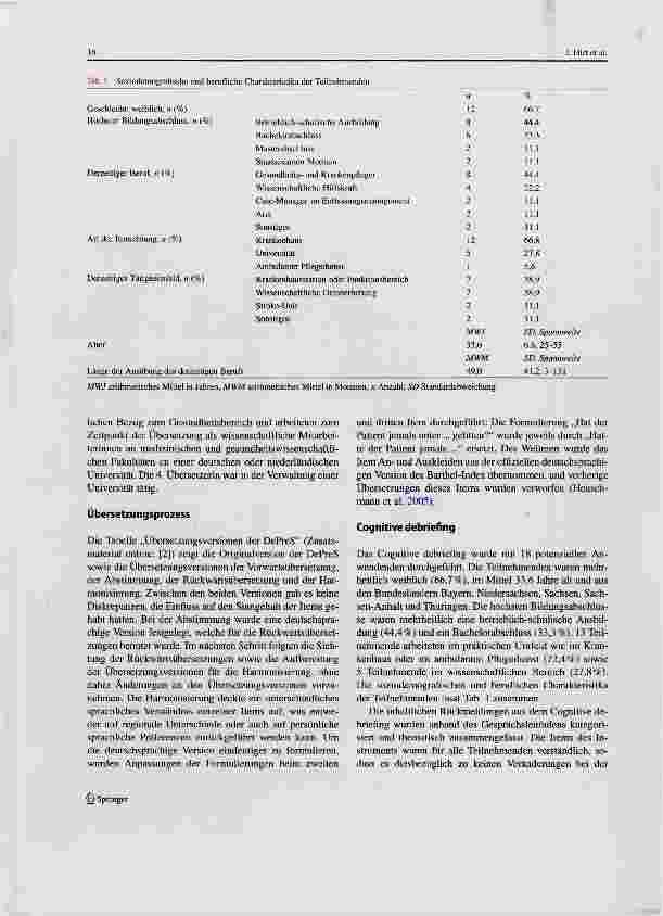 Vorschauseite 5: DePreS-G - deutsche Version der Prädiktionsskala Depression nach Schlaganfall (DePreS): Übersetzung und „cognitive debriefing
