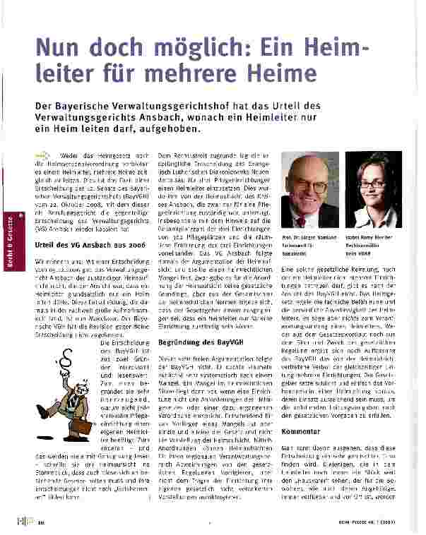 Vorschauseite 1: Nun doch möglich: Ein Heimleiter für mehrere Heime