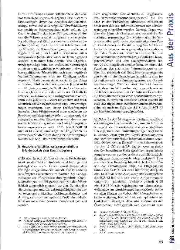 Vorschauseite 2: Veröffentlichungen von Qualitätsberichten gemäß §115 Abs. 1a SGB XI-verfassungsrechtliche Rechtfertigung, Inhalt und Reichweite der Pflichten, Verfahrensregelungen und Rechtsschutz
