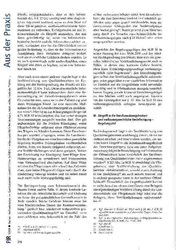 Vorschauseite 3: Veröffentlichungen von Qualitätsberichten gemäß §115 Abs. 1a SGB XI-verfassungsrechtliche Rechtfertigung, Inhalt und Reichweite der Pflichten, Verfahrensregelungen und Rechtsschutz