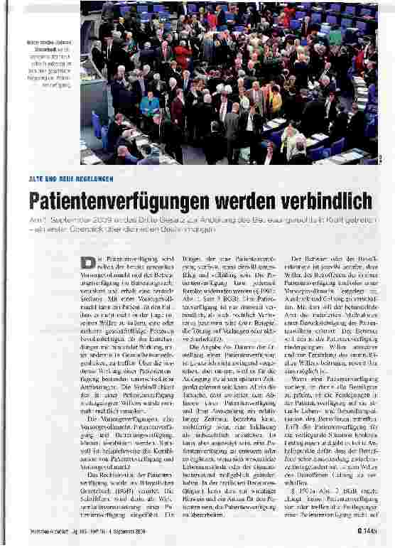 Vorschauseite 1: Patientenverfügungen werden verbindlich