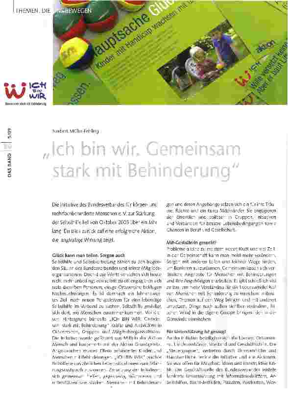 Vorschauseite 1: Ich bin wir. Gemeinsam stark mit Behinderung.