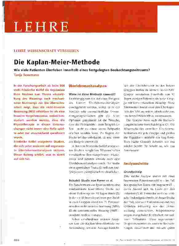 Vorschauseite 1: Die Kaplan-Meier-Methode