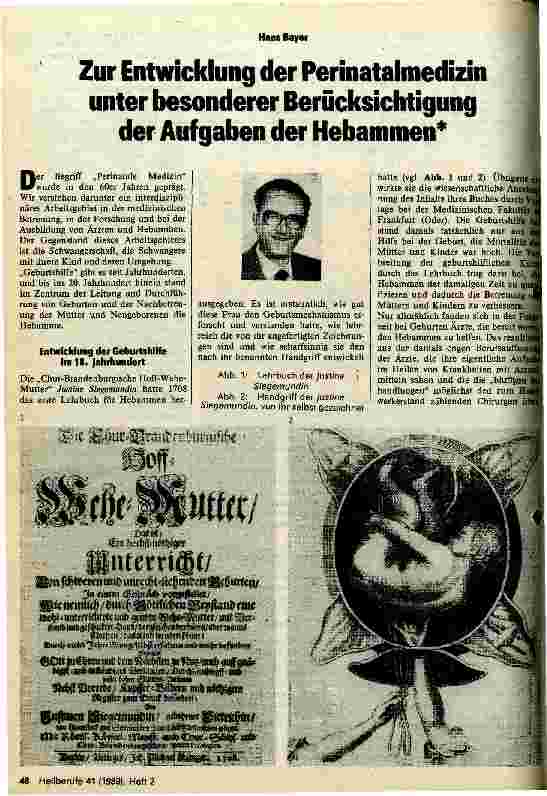 Vorschauseite 1: Zur Entwicklung der Perinatalmedizin unter besonderer Berücksichtigung der Aufgaben der Hebammen