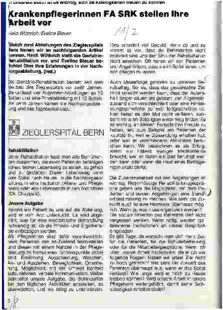 Vorschauseite 1: Krankenpflegerinnen FA SRK stellen ihre Arbeit vor