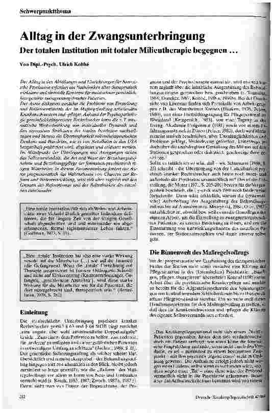 Vorschauseite 1: Alltag in der Zwangsunterbringung Der totalen Institution mit totaler Milieutherapie begegnen. ..