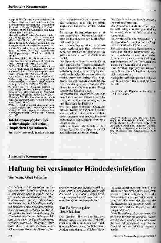 Vorschauseite 1: Haftung bei versäumter Händedesinfektion