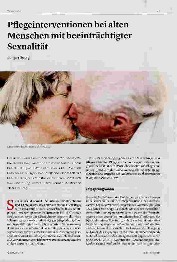 Vorschauseite 1: Pflegeinterventionen bei alten Menschen mit beeinträchtigter Sexualität
