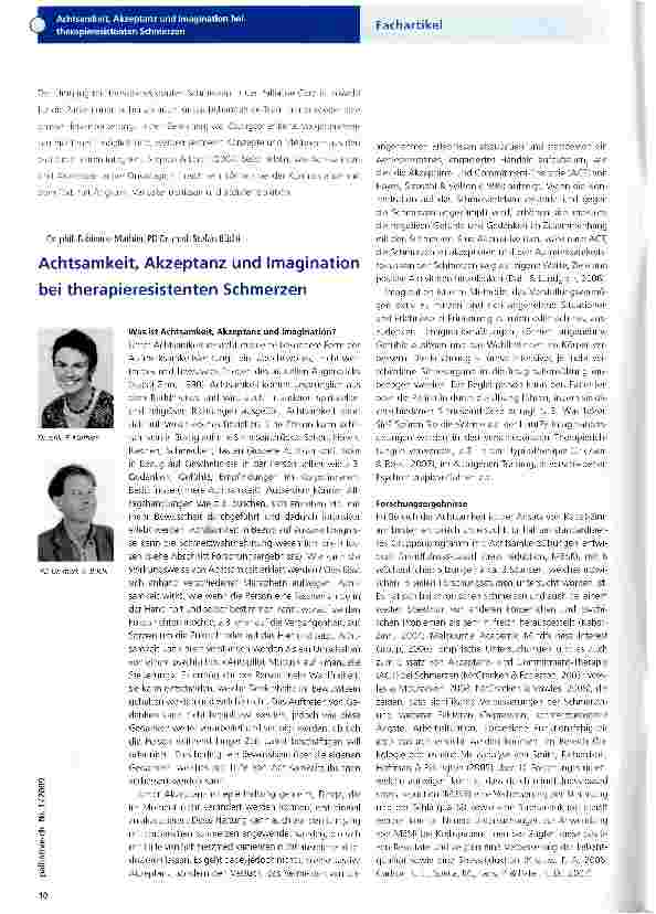 Vorschauseite 1: Achtsamkeit, Akzeptanz und Imagination bei therapieresistenten Schmerzen