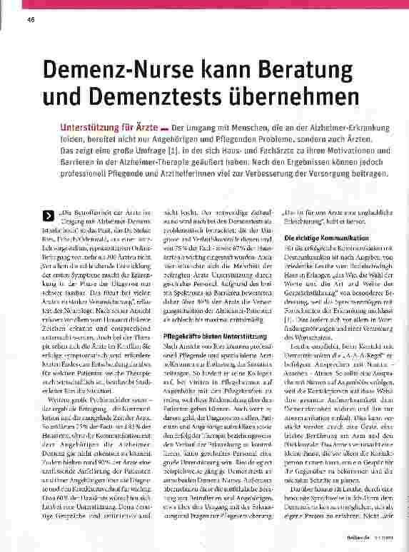 Vorschauseite 1: Demenz-Nurse kann Beratung und Demenztests übernehmen