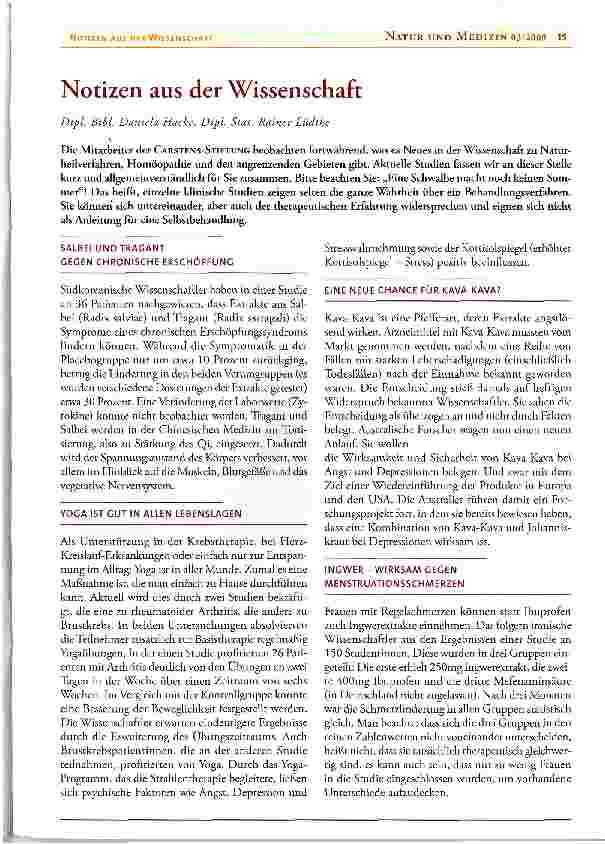 Vorschauseite 1: Notizen aus der Wissenschaft